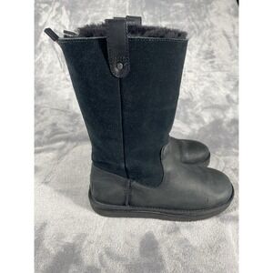 Ugg Australia Tall Boots Kids Sz 4 Jesslyn Classic Black Suede Warm Sherpa Comfy